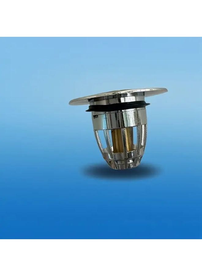 Copper Core Stainless Steel Bathroom Sink Plug With Pop Up Push And Hair Catcher - Image 4